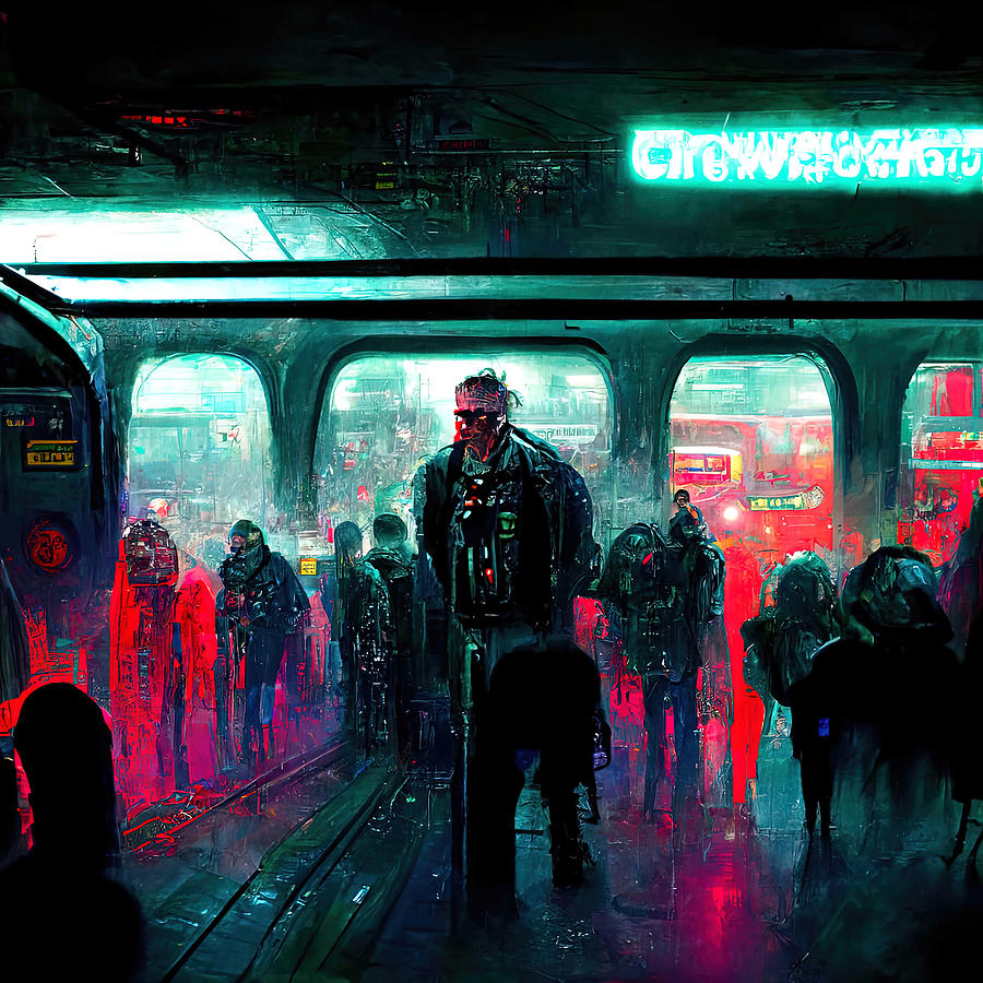 Cyberpunk Subway, 04 Painting by AM FineArtPrints