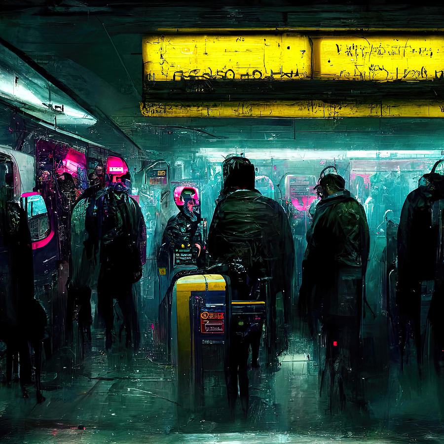 Cyberpunk Subway, 05 Painting by AM FineArtPrints