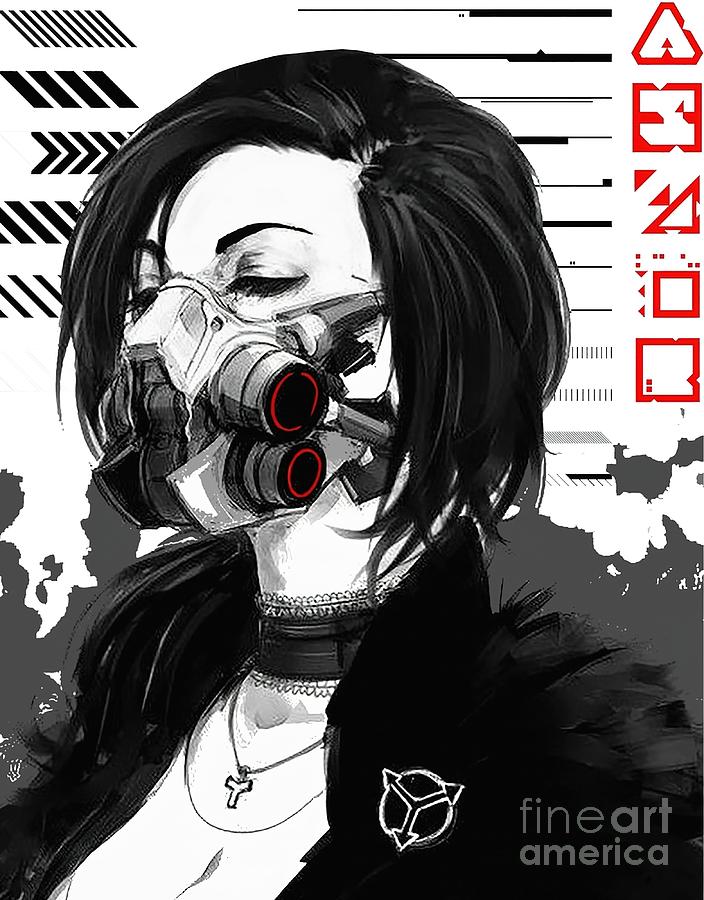 Cyberpunk Vaporwave Gas Mask Girl Urban Modern Painting by Carlie ...