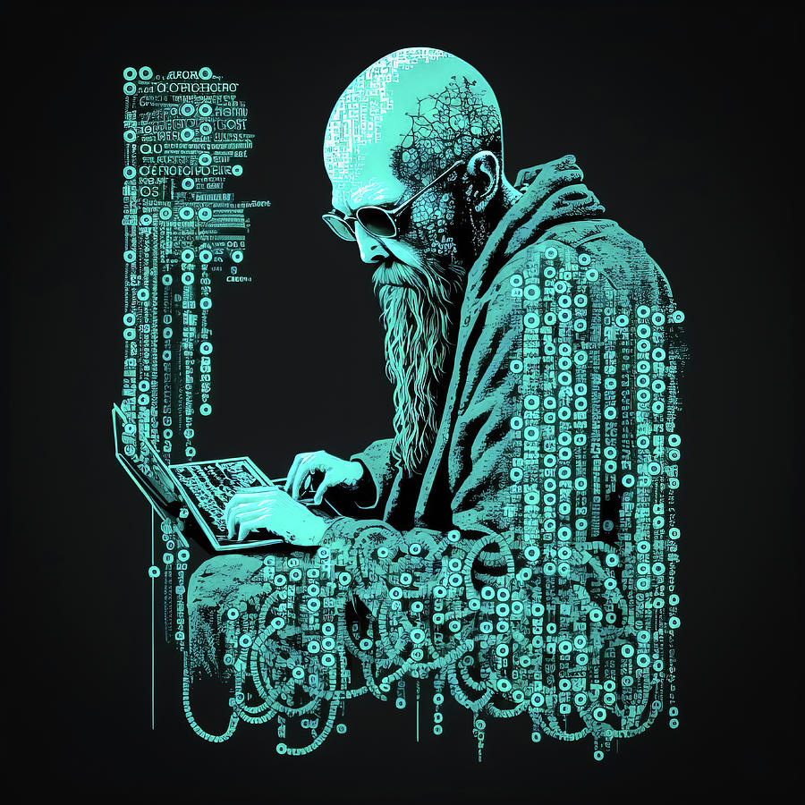 Cyberspace Hacker writing Code 01 Digital Art by Matthias Hauser
