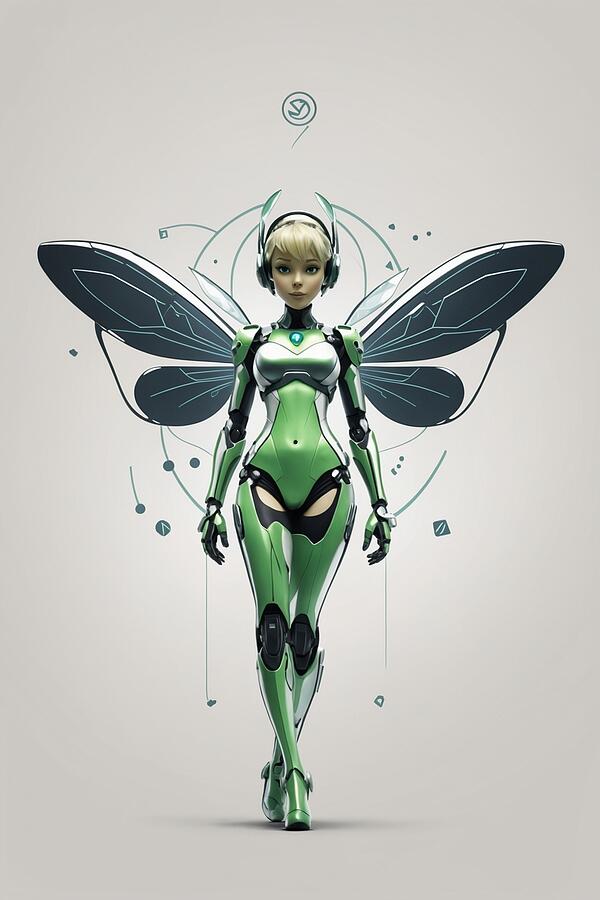 Robot Digital Art - Cyborg angel by Black Papaver