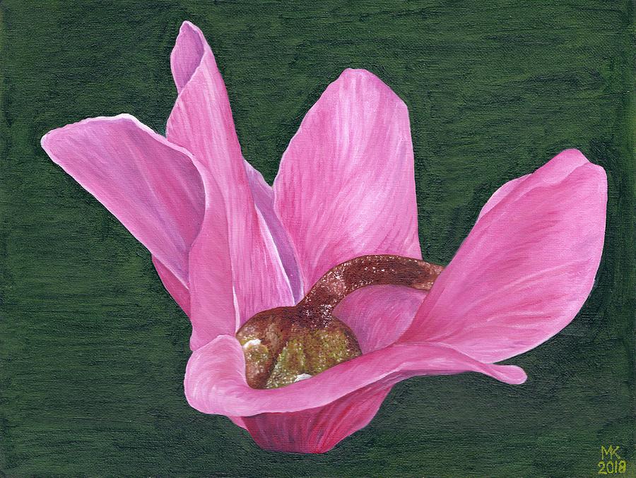 Flowers Still Life Painting - Cyclamen flower by Melvyn Kahan