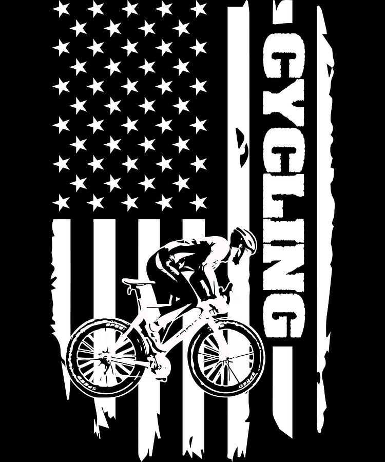 Cycling American Flag USA Apparel Cyclist Biking Gift Digital Art by