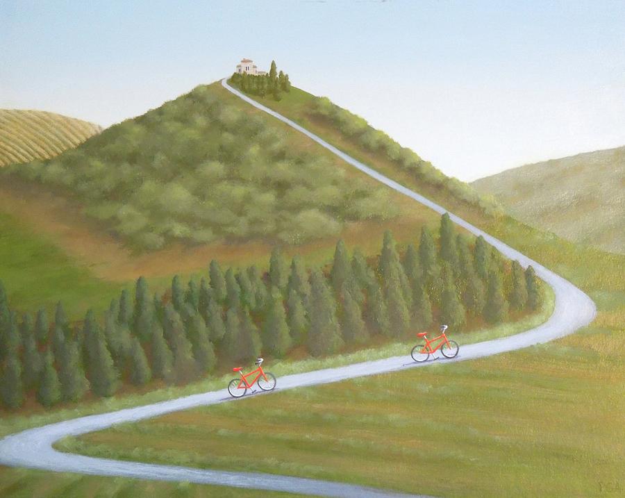 Cycling Tuscany Painting by Phyllis Andrews