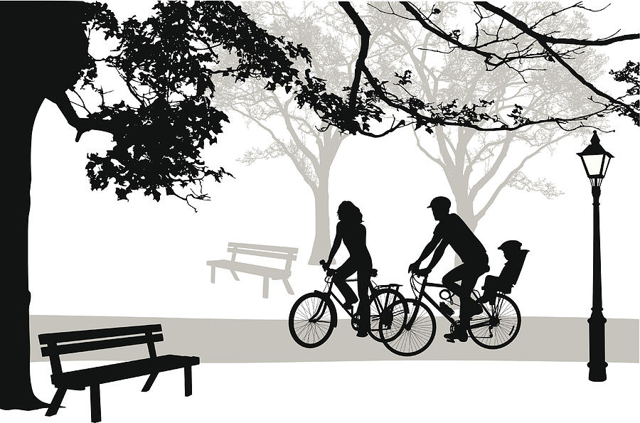 Cyclingn Park Vector Silhouette Drawing by A-Digit