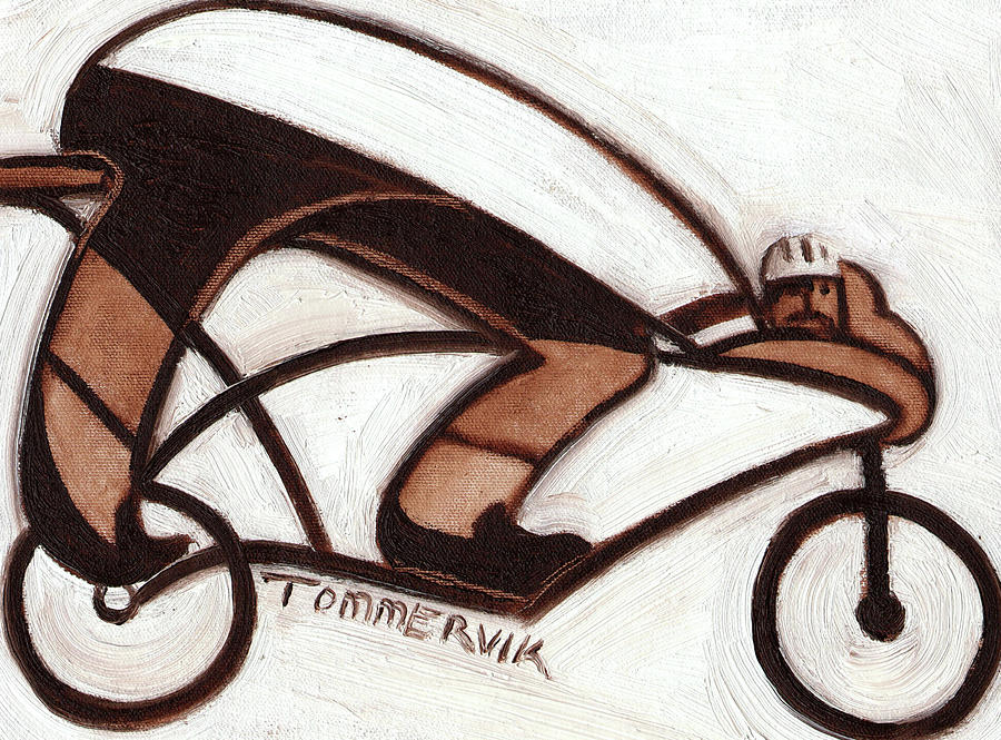 Cyclist Resting Art Print Painting by Tommervik