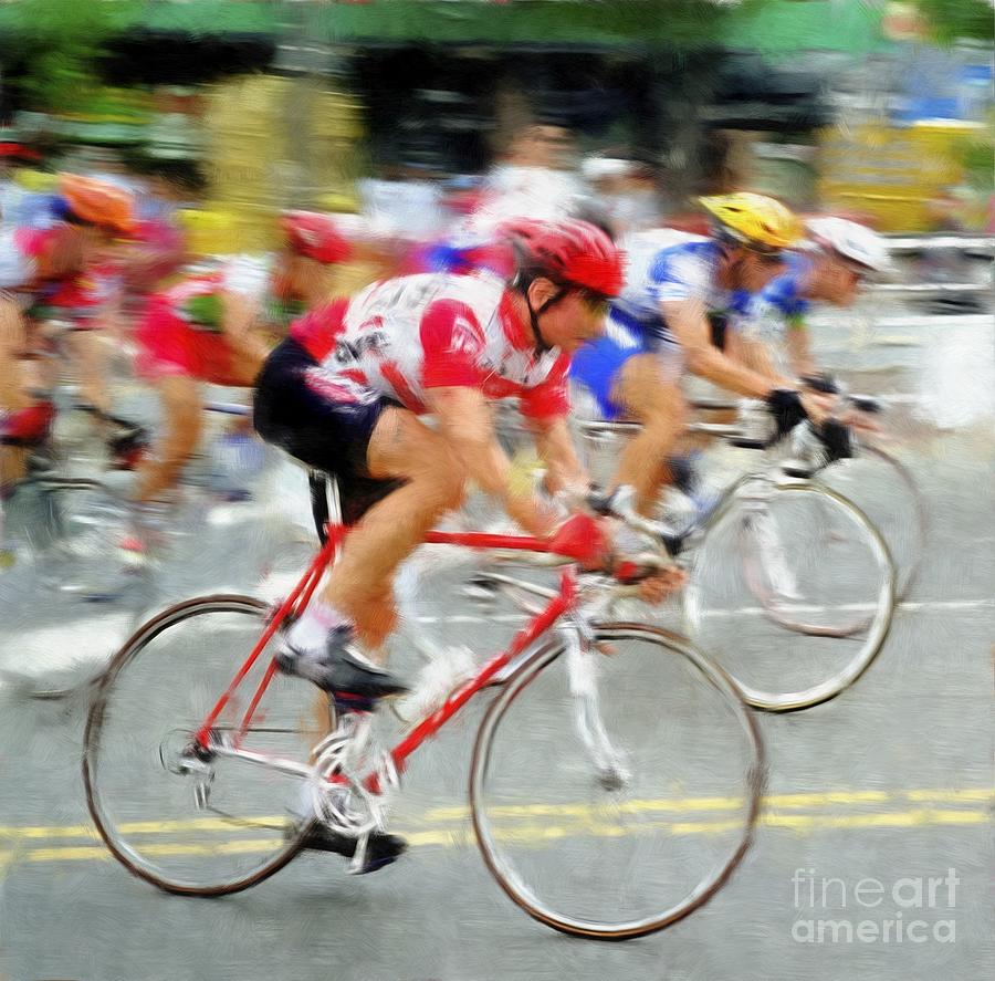 Cyclists compete in a criterium race in Bethesda Maryland USA in the 1990s Photograph by William Kuta