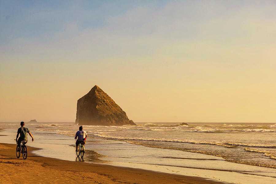 Cyclists on Oregon Coast Photograph by Aashish Vaidya