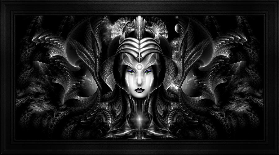 Cyiria Queen Of The Dark Realm Fractal Portrait FRM Digital Art by Rolando Burbon
