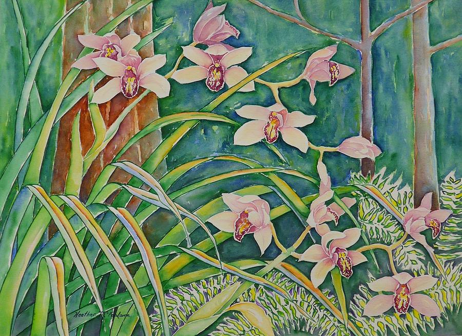 Cymbidium Orchids Painting by Heather McFarlane-Watson