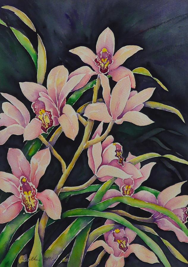 Cymbidium Orchids No. 2 Painting by Heather McFarlane-Watson