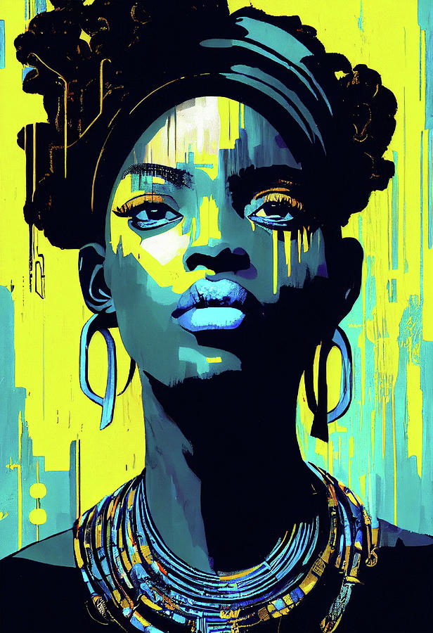 Cyper Afro woman Digital Art by Ali Harou - Fine Art America