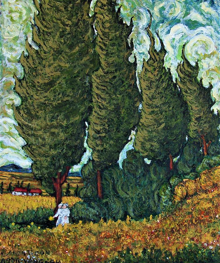 Cypresees after VanGogh Painting by Frank Morrison