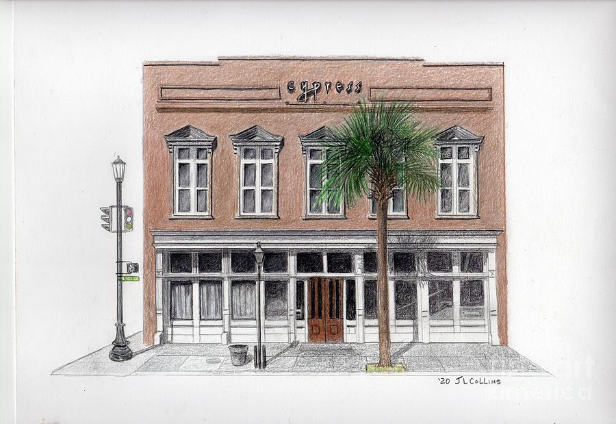 Cypress Restaurant Drawing by J L Collins