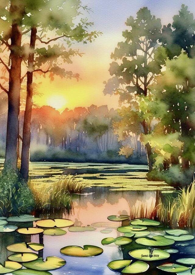 Cypress Swamp Digital Art