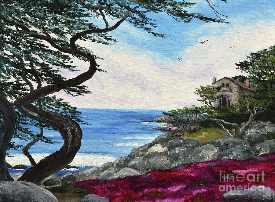 Cypress Tree at Carmel Painting by Laura Iverson