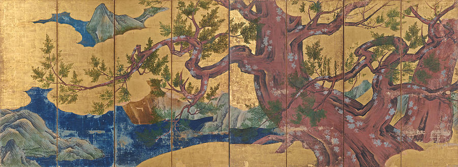 Tree Painting - Cypress Trees 1573 by Kano Eitoku