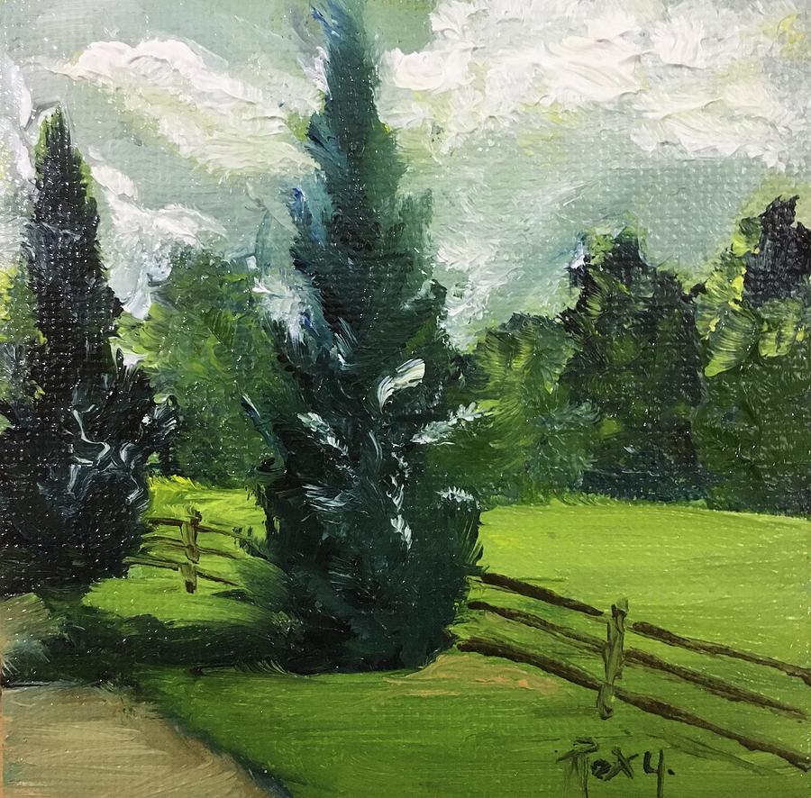 Cypress Trees Painting by Roxy Rich