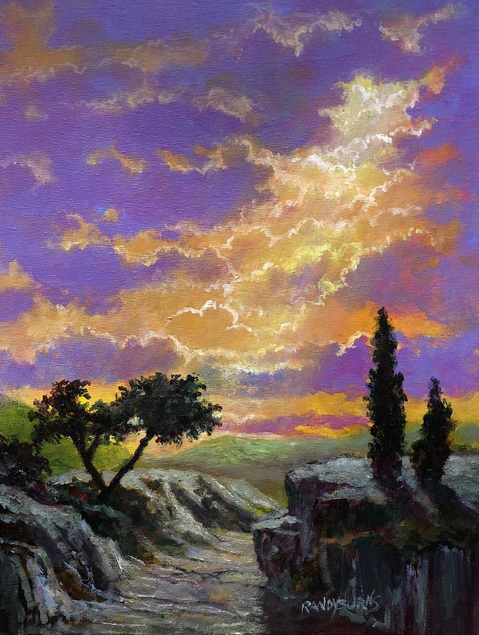 Cypresses, Silhouettes And Shadows Painting by Rand Burns
