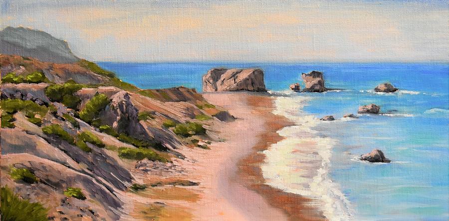 Cyprus Beach Painting by Elisa Arancibia