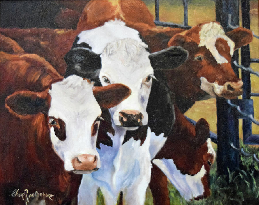 Cyril Cow Painting An Original by Cheri Wollenberg Painting by Cheri Wollenberg