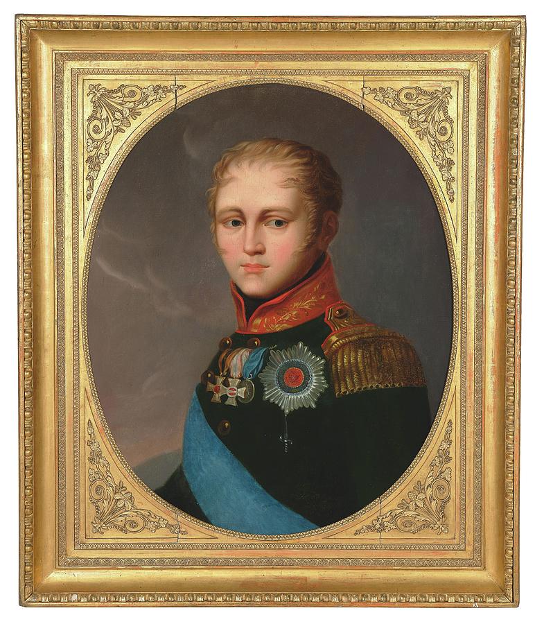 Architecture Painting - Czar Alexander I of Russia  portrait of the czar in uniform with medals by Celestial Images