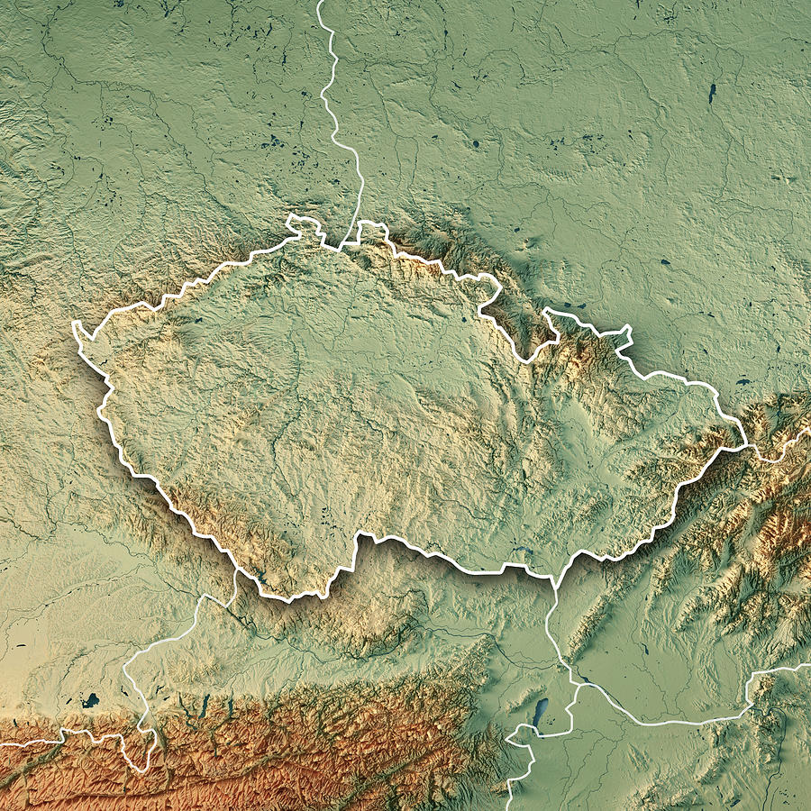 Czech Republic Country 3D Render Topographic Map Border Photograph by FrankRamspott