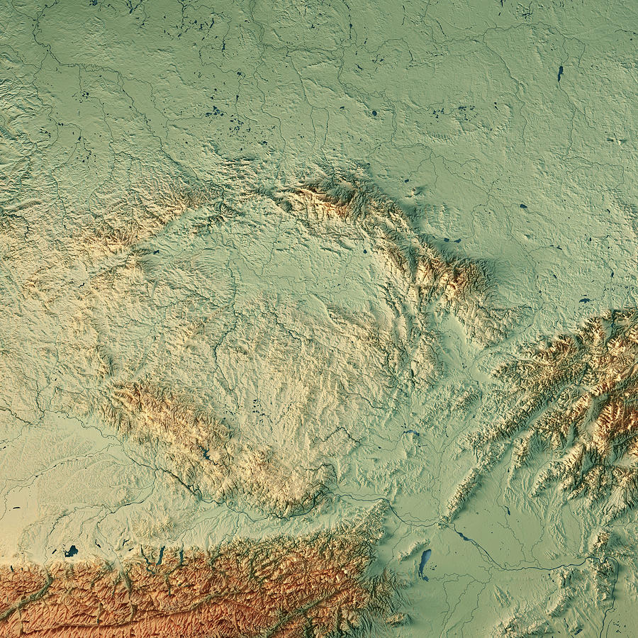 Czech Republic Country 3D Render Topographic Map Photograph by FrankRamspott