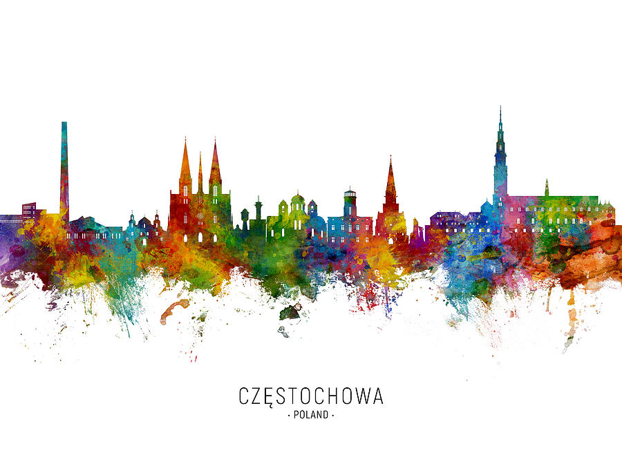 Czestochowa Poland Skyline #00 Digital Art by Michael Tompsett