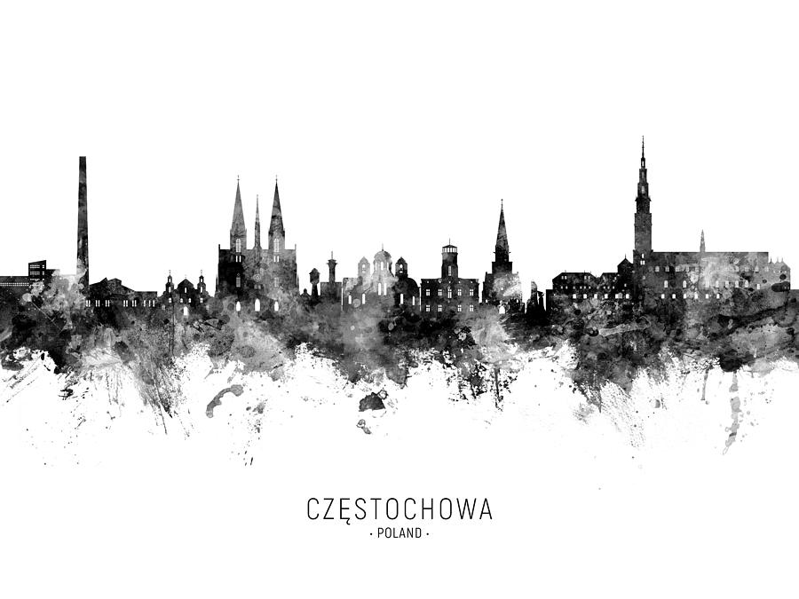 Czestochowa Poland Skyline #01 Digital Art by Michael Tompsett