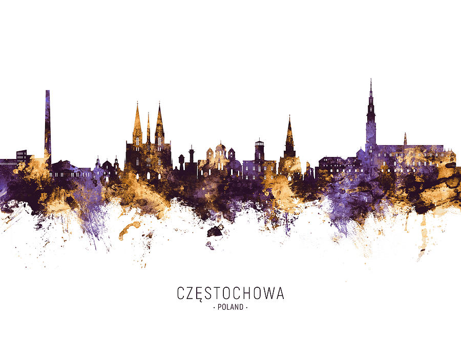 Czestochowa Poland Skyline #02 Digital Art by Michael Tompsett