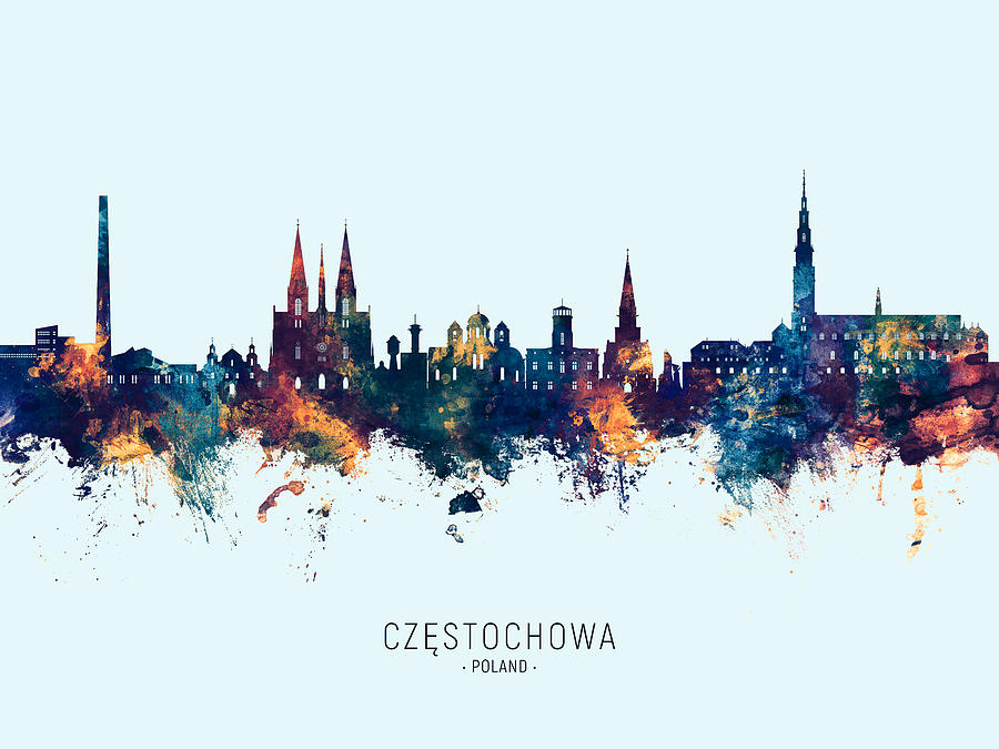 Czestochowa Poland Skyline #03 Digital Art by Michael Tompsett
