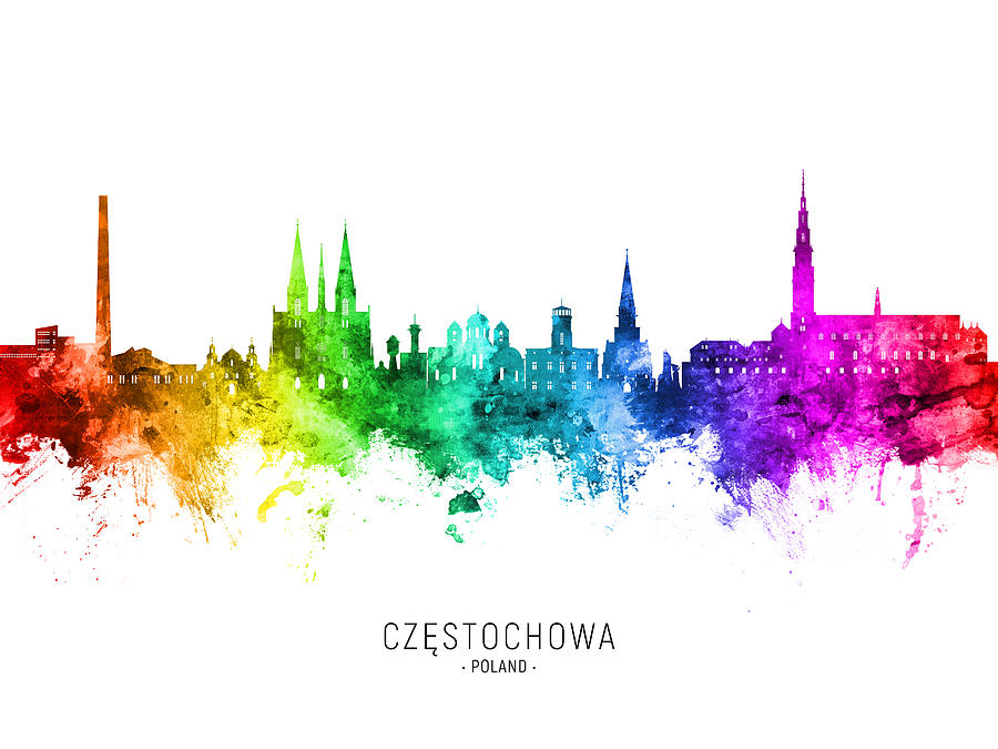 Czestochowa Poland Skyline #04 Digital Art by Michael Tompsett