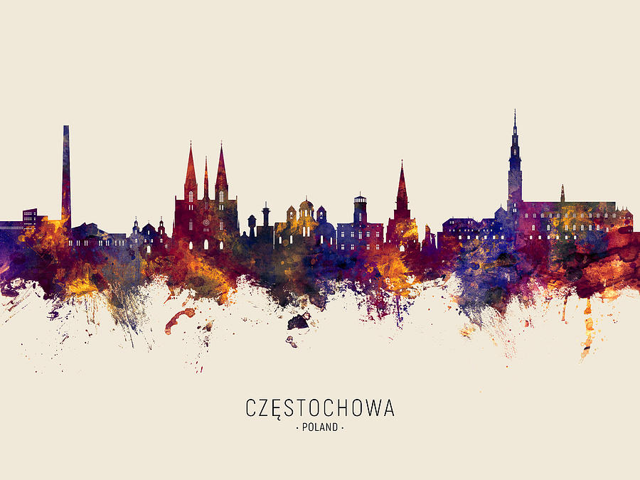 Czestochowa Poland Skyline #05 Digital Art by Michael Tompsett