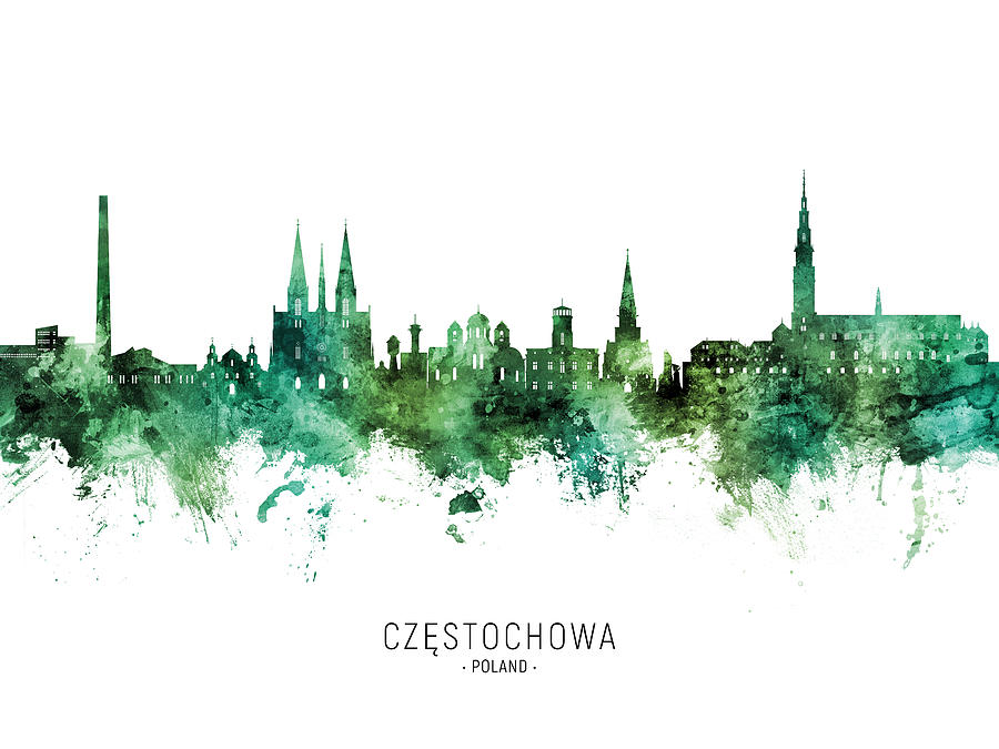 Czestochowa Poland Skyline #07 Digital Art by Michael Tompsett