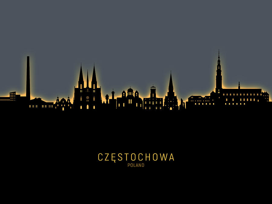 Czestochowa Poland Skyline #11 Digital Art by Michael Tompsett