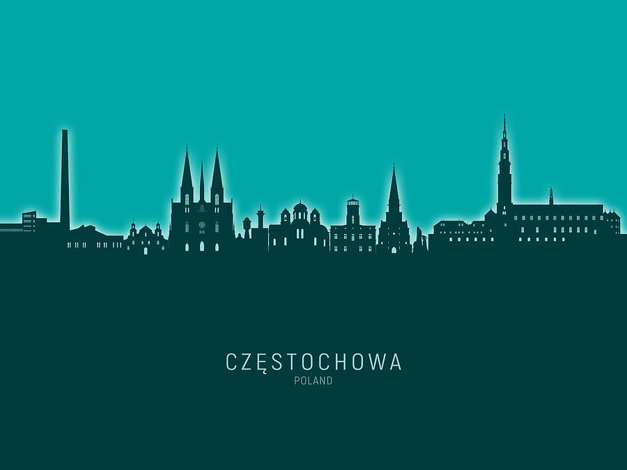 Czestochowa Poland Skyline #13 Digital Art by Michael Tompsett