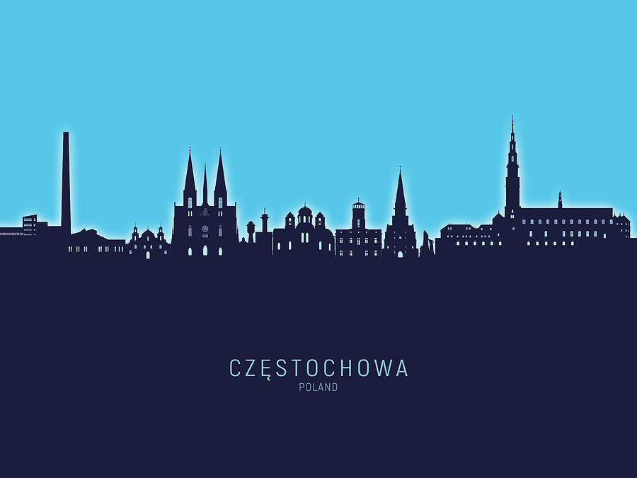 Czestochowa Poland Skyline #14 Digital Art by Michael Tompsett