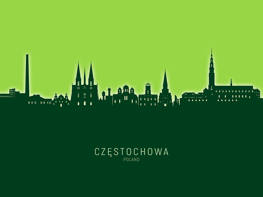 Czestochowa Poland Skyline #15 Digital Art by Michael Tompsett