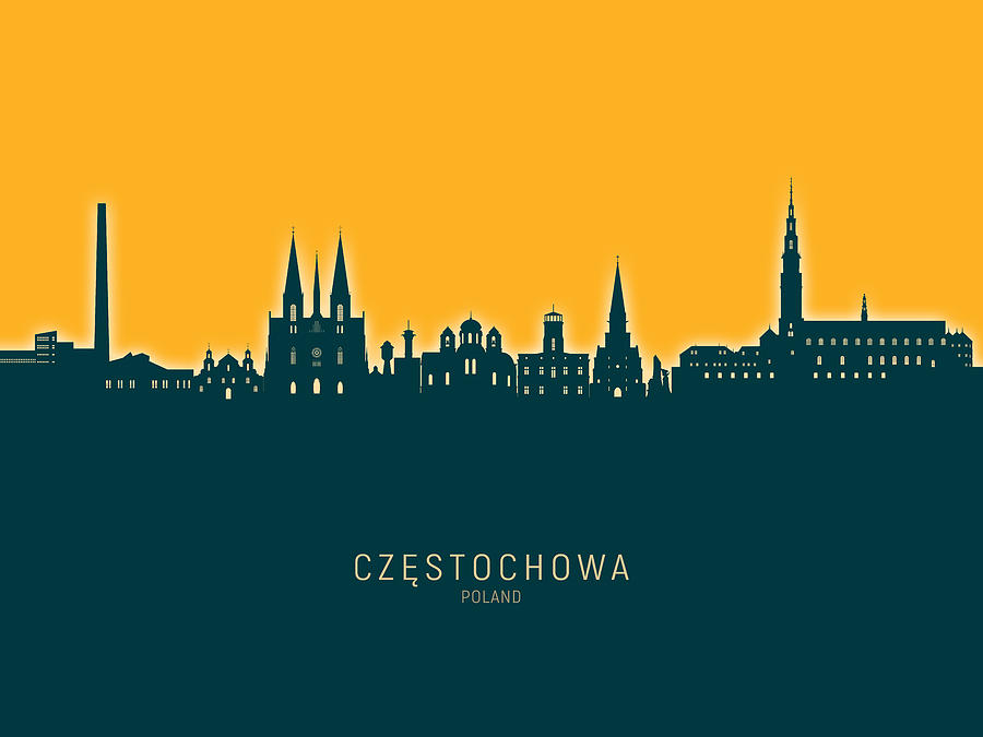 Czestochowa Poland Skyline #18 Digital Art by Michael Tompsett
