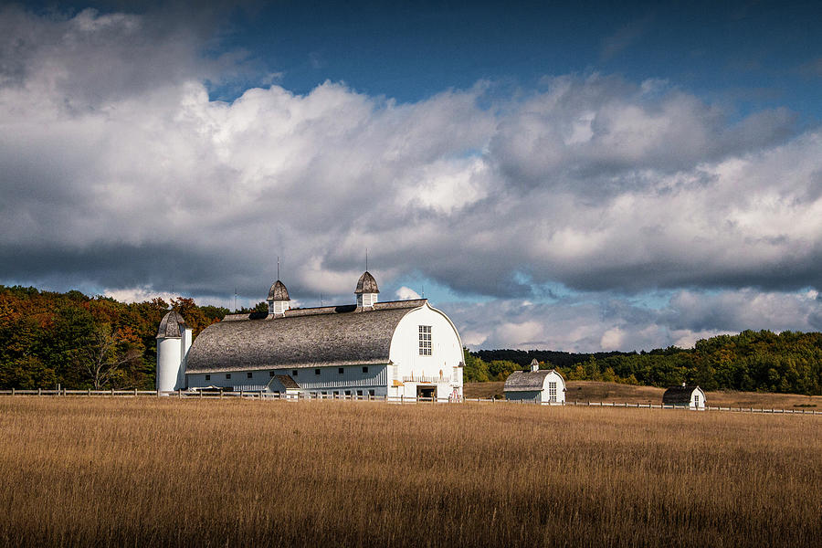 D. H. Day Barn Under Cloudy Blue Skies  Photograph by Randall Nyhof