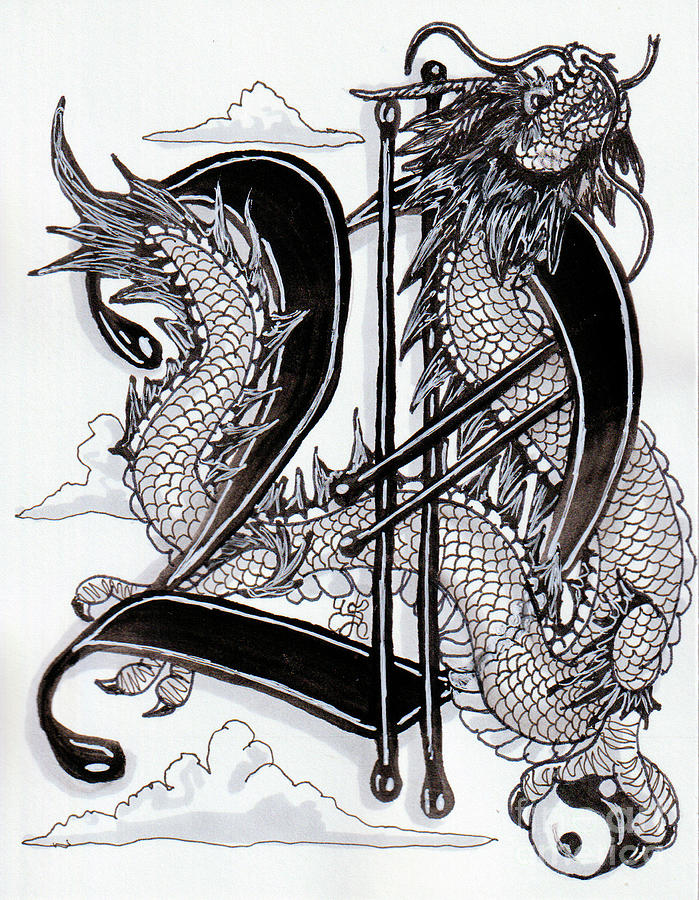 D is for Dragon Drawing by Scarlett Royale