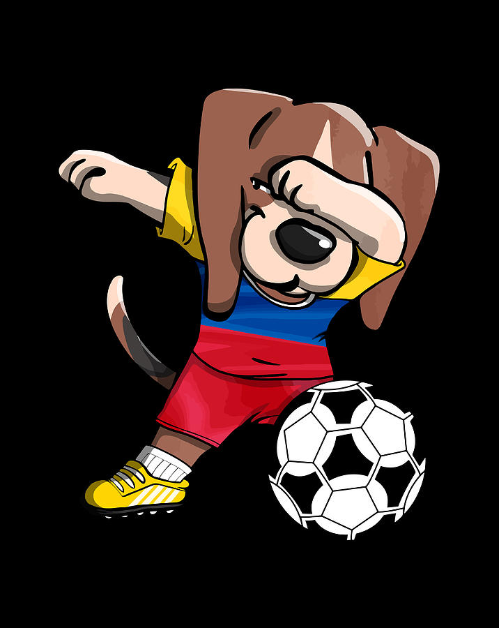 Dabbing Beagle Dog Colombia Football Colombian Flag Soccer Digital Art