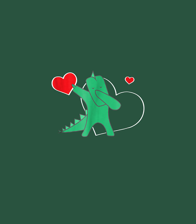 Dinosaur Digital Art - Dabbing Dinosaur Valentines Day Cute T Rex Heart by Mckenb Yacob