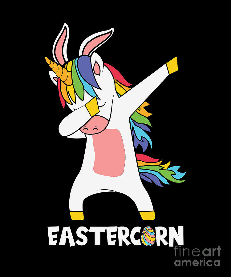 Dabbing Easter Unicorn Eastercorn Easter Bunny Unicorn Digital Art by