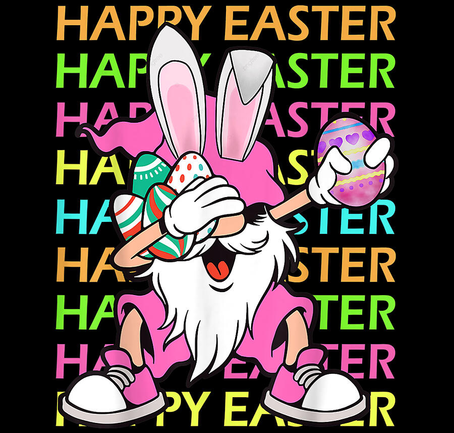Dinosaur Digital Art - Dabbing Gnome Bunny Eggs Hunting Funny Easter Day by Th