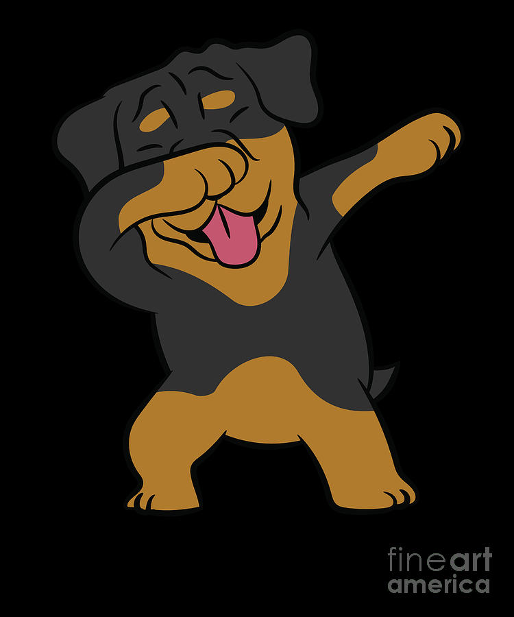 Dabbing Rottweiler Cute Dabbing Dog Dancing Rottweiler Digital Art by ...