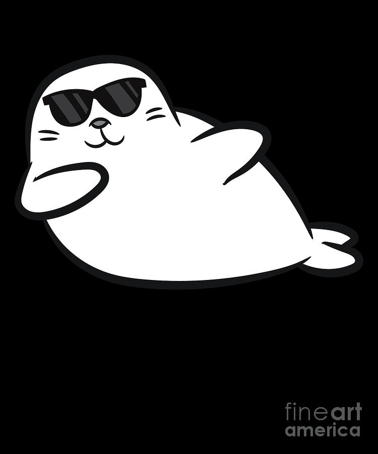 Dabbing Seal Dancing Seal Cute Seals Digital Art by EQ Designs - Pixels