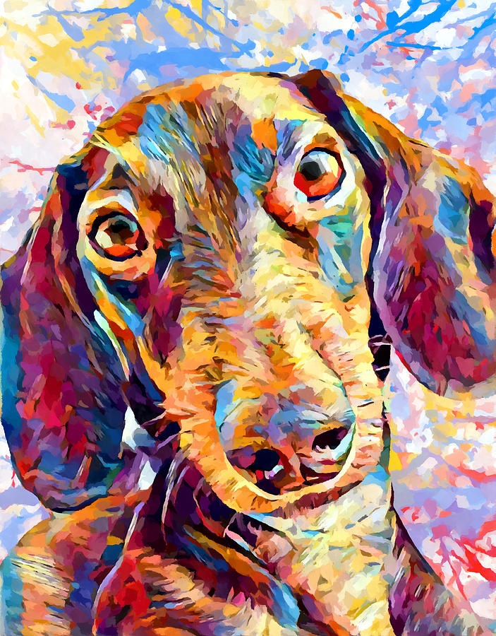 Nature Painting - Dachshund 9 by Chris Butler