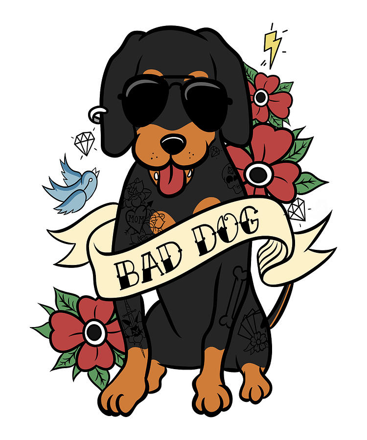 Dachshund Bad Dog Tattoo Digital Art by Jeff Chen Pixels